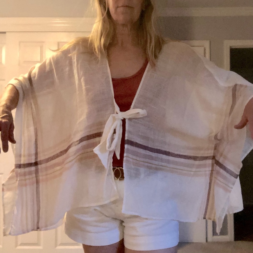 “Universal Thread” tie front kimono top w/matching racer-back rib tank set - 1sz